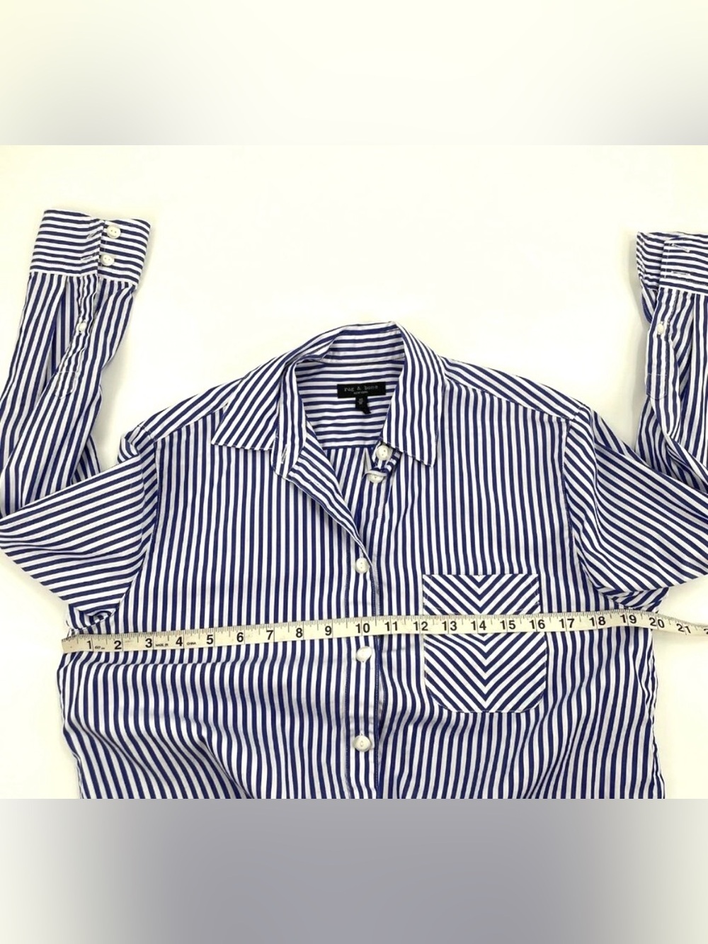 Rag & Bone oversized Maxine Poplin Blue White Stripe Button Up Shirt Sz XS - Picture 10 of 11